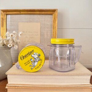 Pair of Vintage Osterizer Blend Containers – 8 oz Clear Plastic Cups with Lids,